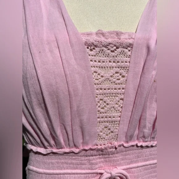 Free people santa maria maxi bohemian dress in pink size large - Picture 10 of 11